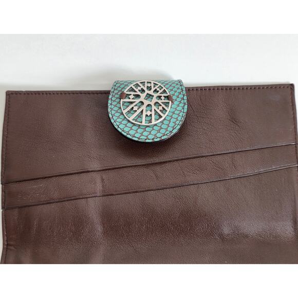 PUMA One World Travel Wallet Passport Holder Faux Snake Teal - Picture 6 of 10